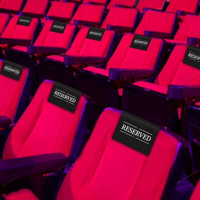 24 Pcs Reserved Seating Signs Reserved Chair Sign Printed Placeholder for Church Pew, Wedding, Party Events (Black, 24 Pcs)