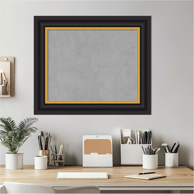 Amanti Art Black Framed Magnetic Board 22x26 Small Vision Board for use with Magnets, 100% Metal Sheet to Display Items as Office Decor or for Home Organization in mudroom, Kitchen or Kids Room
