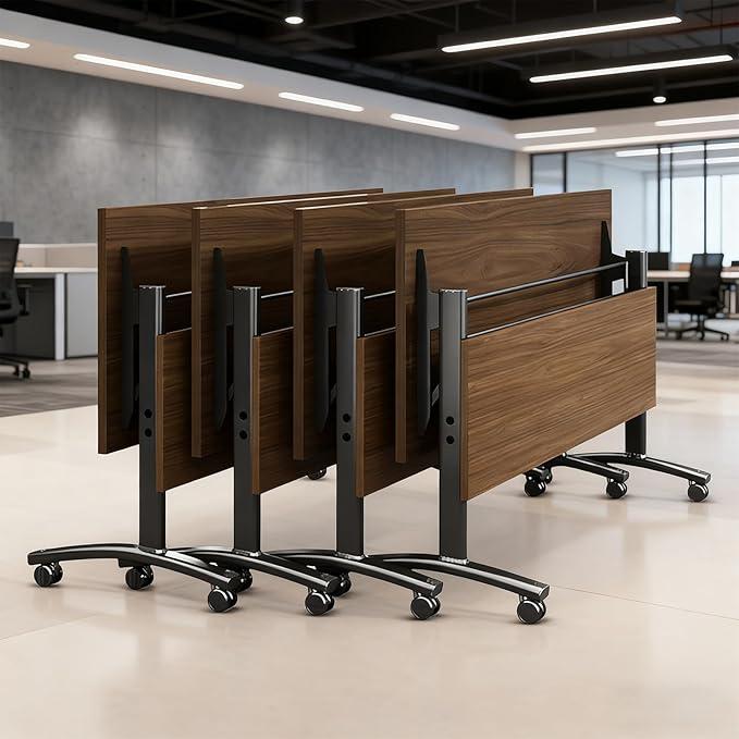 Conference Room Table,Flip Top Conference Table The Folding Conference Table with Silent Wheels is Convenient and Fast,Mobile Training Table (4pack 180 * 60 * 75)