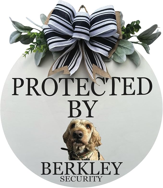 Wood front door sign Wood sign Home decor Welcome sign Sign for front door House warming gift Wedding gift (Dog photo, 18" Width)
