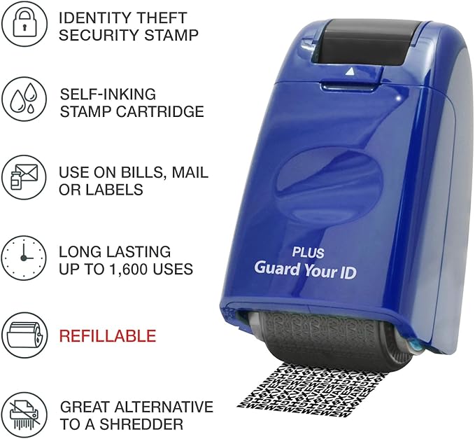 Guard Your ID Identity Protection Stamp Roller, Blue