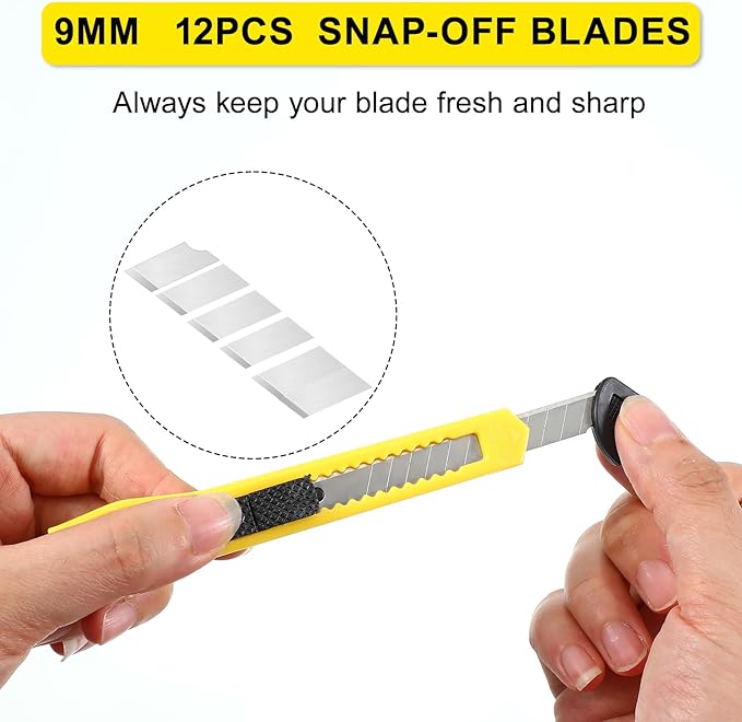 Lanties 300 Pcs Box Cutters Retractable Utility Knife Office Supplies 9mm Wide Blade Cutter Compact Razor Knife for Home Use(Multicolor)