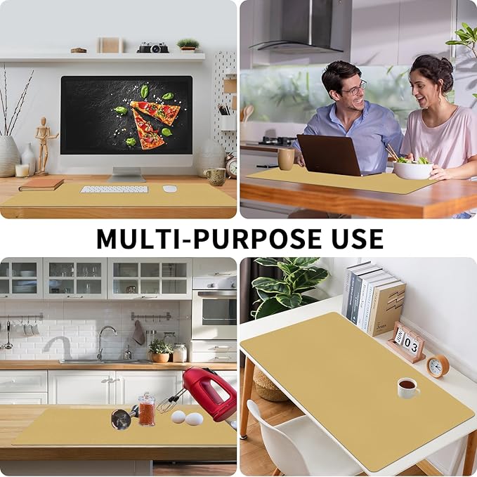 Bloss Light Yellow Desk Mat 31.5"x15.7", Desk Matt for Desktop, Waterproof Leather Large Mouse Pad, Computer Mat for Office/Home/Decor