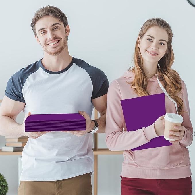 Jutom 50 Pcs 2 Pocket Glossy Paper Folders Glossy Paper Laminated Portfolios, Letter Size, Presentation Folders with Pockets for Office Teacher Worker Supplies(Purple Color)