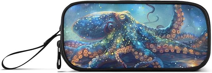 BOENLE Octopus Galaxy Pencil Case Box Boys Girls Large Pencil Pouch with Zipper Compartments Big Capacity Stationery Pen Bag Organizer for Kids Teens Adults School
