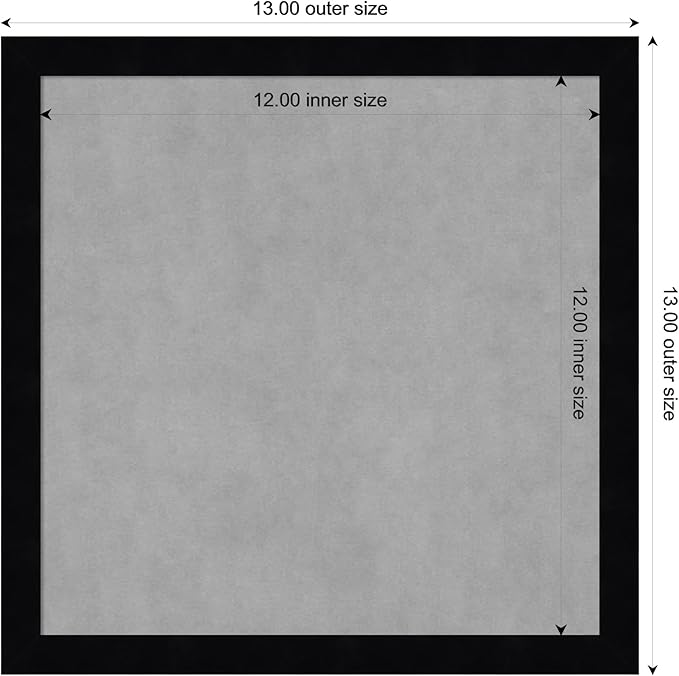 Amanti Art Black Framed Magnetic Board 13x13 X-Small Vision Board for use with Magnets, 100% Metal Sheet to Display Items as Office Decor or for Home Organization in mudroom, Kitchen or Kids Room