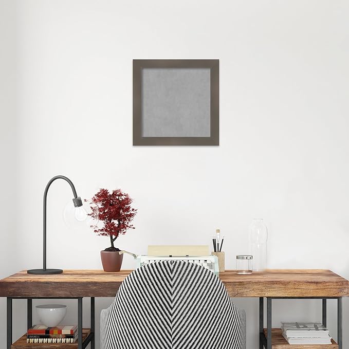 Amanti Art Grey Framed Magnetic Board 14x14 X-Small Vision Board for use with Magnets, 100% Metal Sheet to Display Items as Office Decor or for Home Organization in mudroom, Kitchen or Kids Room