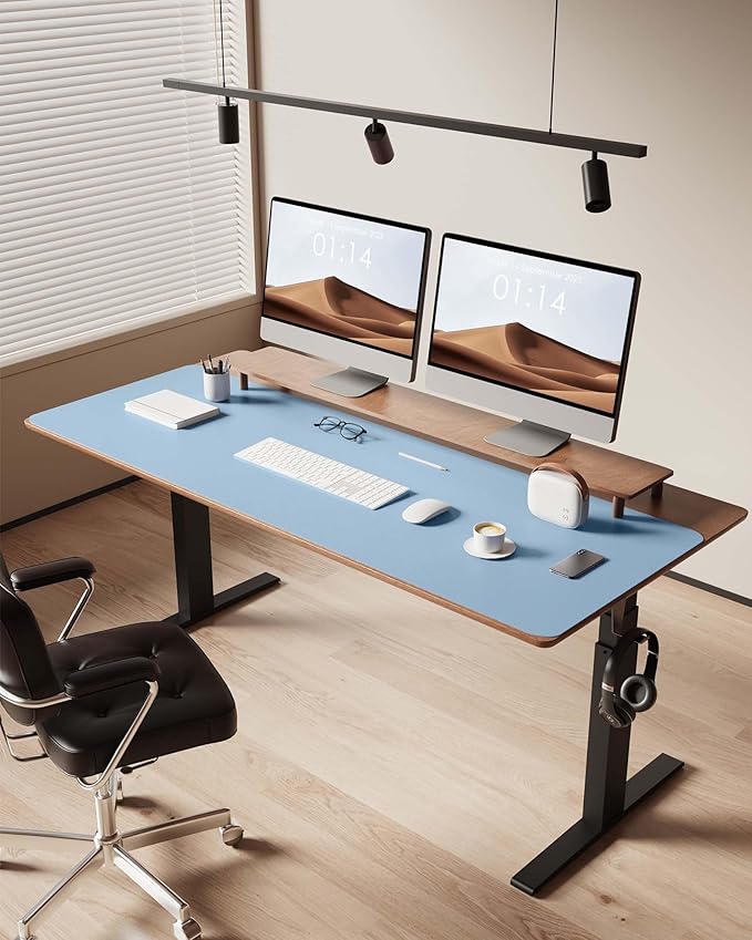 YSAGi Leather Desk Protector, Office Mat, Large Mouse Mat, Non-Slip PU Leather Blotter, Laptop Pad, Waterproof Writing Pad for Office and Home (Baby Blue, 47" x 17")