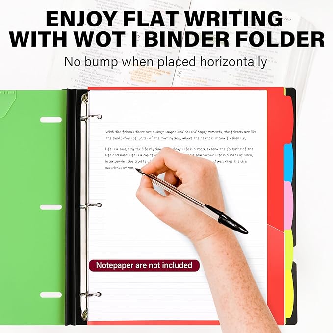 WOT I Telescoping Project Organizer 2-Pack, Refillable Binder with Dividers and Pockets, 13 Pocket Folders, 1 Inch 3 Ring Binder, Green