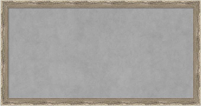 Amanti Art Silver Framed Magnetic Board 14x26 Small Vision Board for use with Magnets, 100% Metal Sheet to Display Items as Office Decor or for Home Organization in mudroom, Kitchen or Kids Room