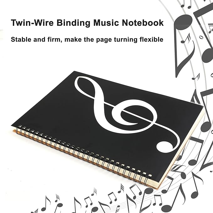 MoHern Blank Sheet Music Notebook, 160 Pages Composition Staff Paper Notebook, Manuscript Paper Notebook, 10 Staves (Music clef notebook)