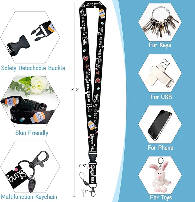ID Badge Holder with Breakaway Lanyard, Nurse Lanyards for ID Badges Name Tags ID Card Holder, Cute Badge Reel Badge Clip Retractable, Pharmacy Technician Pharmacist Design