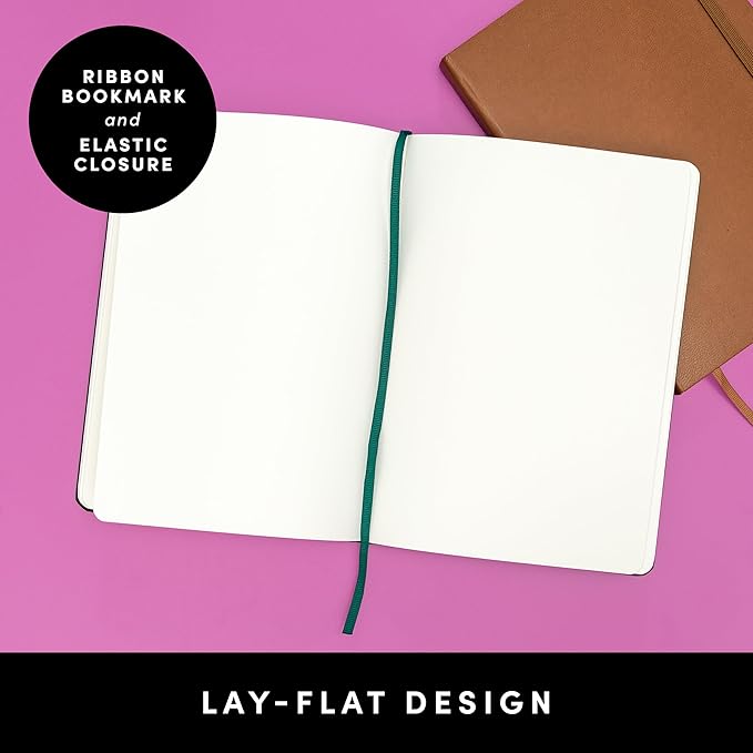PAPERAGE Blank Journal Notebook, (Yellow), 160 Pages, Medium 5.6 in x 8 in - 100 GSM Thick Paper – Hardcover Journaling Notebook for Work, School, Note Taking or Sketching