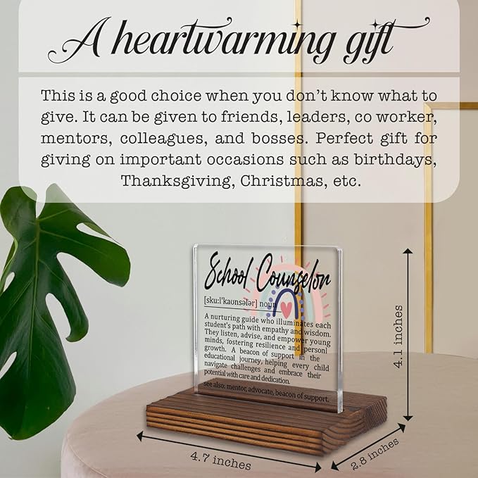 School Counselor Gifts, Thank You Desk Sign for Guidance Counselors, Inspirational Appreciation Plaque for Office Decor, Student Support Graduation Gift PA028