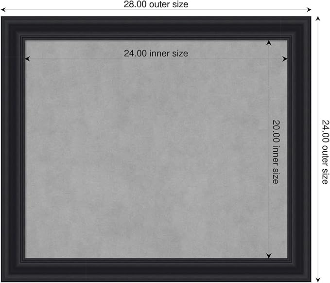 Amanti Art Black Framed Magnetic Board 24x28 Medium Vision Board for use with Magnets, 100% Metal Sheet to Display Items as Office Decor or for Home Organization in mudroom, Kitchen or Kids Room