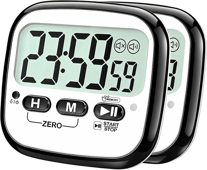 AyayaBoss 2-Pack Magnetic Kitchen Timers for Cooking, Digital Stop Watch Countdown Timer for Kids, Teachers, Classroom, Office, Exercise - Battery Included