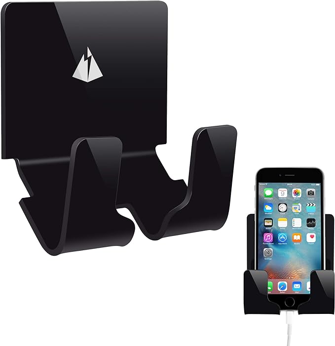 TXEsign Adhesive Wall Phone Holder Mount for Smartphones iPhone External Battery Wall Holder Mount (Black)