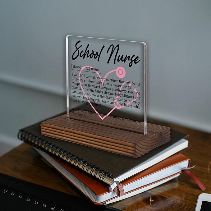 School Nurse Gifts, Thank You Appreciation Gifts for School Health Professionals Week Graduation Birthday Christmas Education Support Nurse Office Desk Decor Decorative Signs Plaque PA010