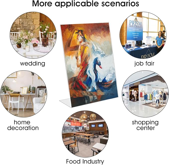 SVOPY Acrylic Sign Stand Holders - 8.5 x 11 Inches Clear Plastic Table Paper Display Stand, Suit for Displaying Posters, Picture, Flyers, Menu - 18 Pack