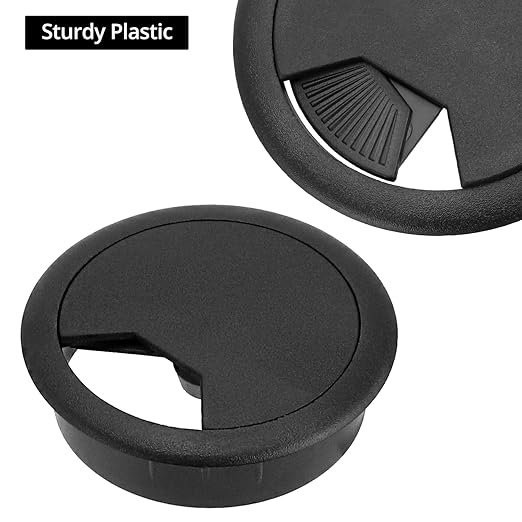 QWORK Desk Grommet –100 Pack 2 in Cable Gromme, Plastic Desk Cable Hole Cover Organizers, Black