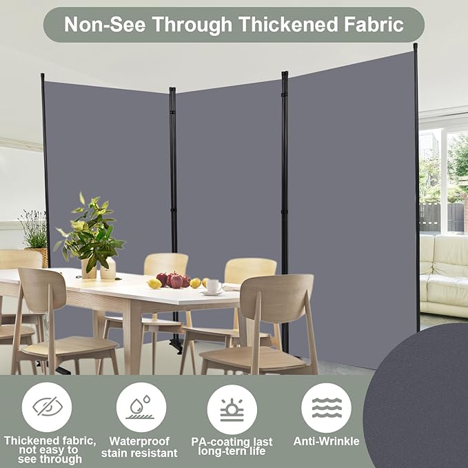 Room Divider 6FT Single Panel Privacy Screen, 102'' Wide Fabric Indoor Room Divider Wall Divider for Room Separation, Portable Room Partitions and Dividers Freestanding Temporary Wall Room Separators
