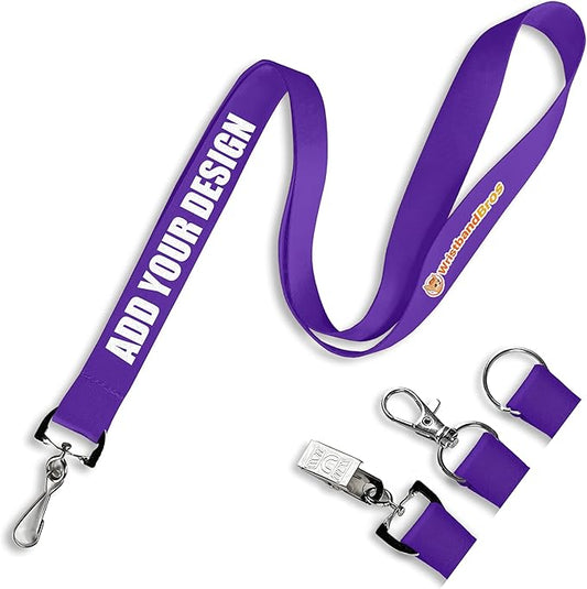 Wristband Bros Custom Lanyards For ID Badges, Keys & More | Add Text & Logos | Choose Your Attachment | Bulk Quantities For Events