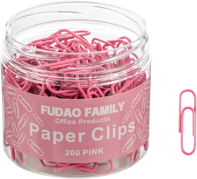 Small Paper Clips, 1.1 Inch Paper Clip, 200 pcs Paperclips (Small, Pink)