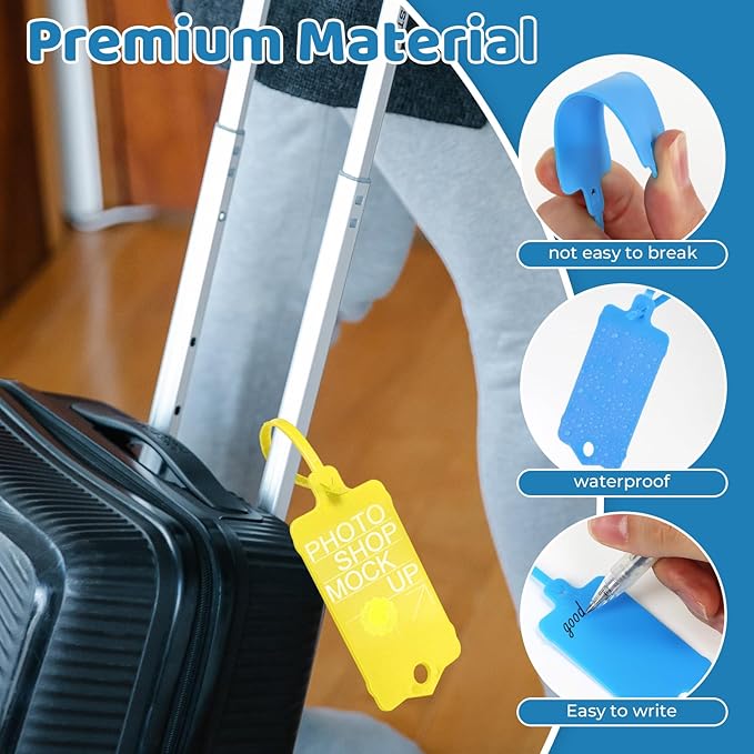 LeonBach 100 PCS Plastic Shipping Tags,1.46" x 2.48", Waterproof Labels Writable Hanging Tag with Sealing Strap,Shipping Cable Tie Label Tags for Keys Luggage Logistic Retail Inventory(Multicolored)