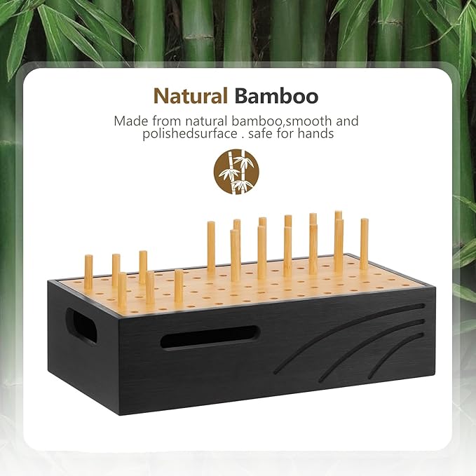 Cozivolife Bamboo Charging Station for Multiple Devices, Charger Organizer Desk Docking Stations Rack for Phones, Tablets, Laptop, Perfect to Work from Home (Natural and Black, M)