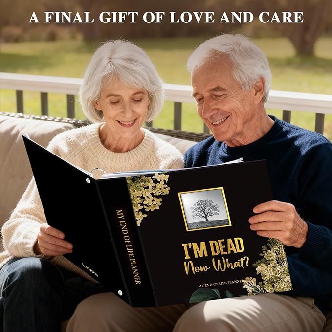 Lanpn End of Life Binder Organizer Death Planner 8.5"x11", Final Wishes & Estate Document Folder with 8 Dividers & 10 Letter Size Binder Pockets, I'm Dead, Now What Life Plan Book When I Die Journal
