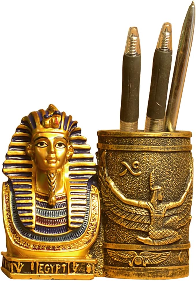 Daisylily Ancient Egyptian Pencil Holder, King Pharaoh Pen Cup, Pen Holder for Desk Office Pen Organizer, Pencil Cup Storage Containers - Egyptian