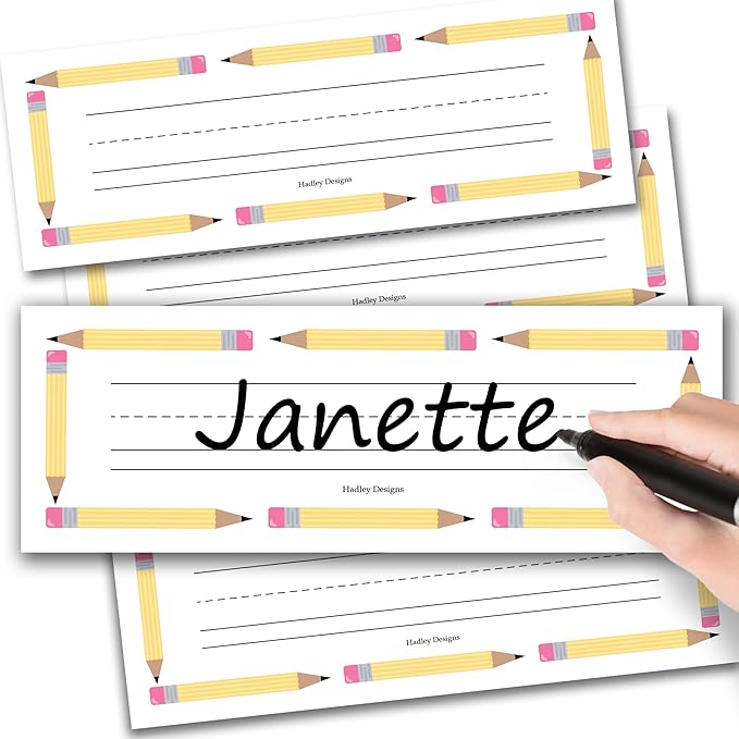 Desk Name Tags for Classroom -25 Student Name Plates for Classroom Kindergarten, Preschool, 1st, 2nd & 3rd Grade, 9x3 Teacher Nameplates for Student Desks & Cubbies, Pastel Nametags