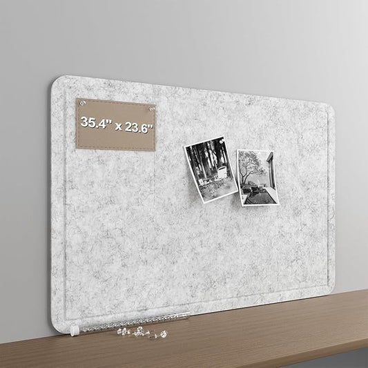 Large Felt Bulletin Board for Wall, 36"x24" Frameless Picture Board, Soft Felt Cork Board for Office, Home Planning & Office Wall Decor, Easy Install Pin Board
