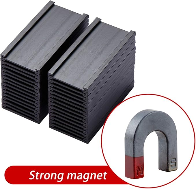 EEOYU Magnetic Label Holders with Magnets, Data Card Holders with Clear Plastic Protectors, Set of 30 (1 x 2 Inch)