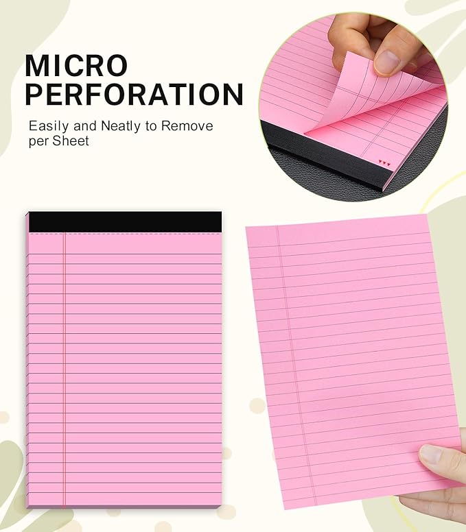 36 Pack Note Pads 5x8, Narrow Ruled Legal Pad, Multicolor Small Writing Pads, 30 Sheet/notepad,Colored Legal Pads, Pink Lined Notepad, Purple Notepads, Perforated Lined Note Pads for Study,Office,Home