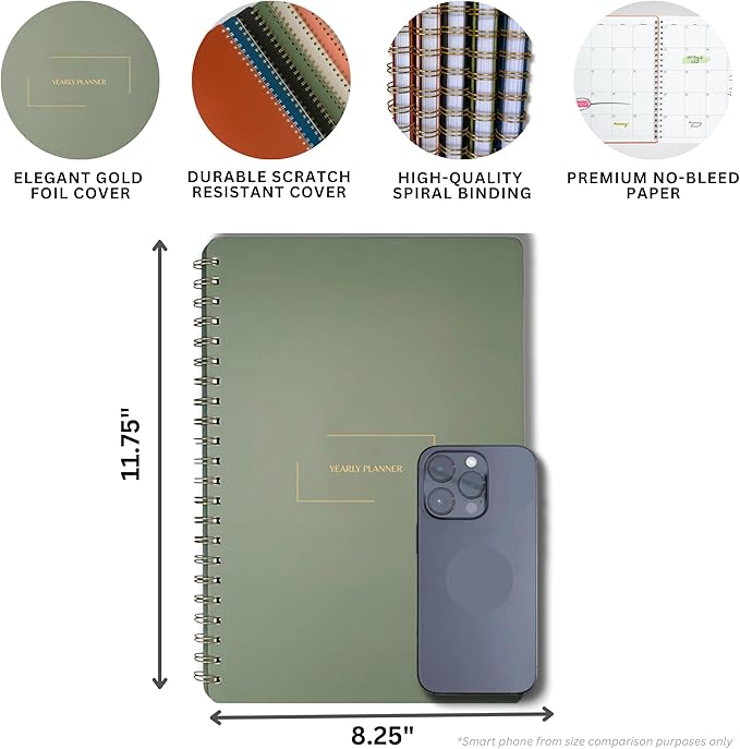 Merely Home | Ultimate Yearly, Daily, Weekly, Monthly Planner | 8.25" x 11.75" | To Do List Notebook for Work | Simple Design | Multiple Layouts | Academic Planner and Organizer Notebook (Pink, Yearly Planner - Portrait)
