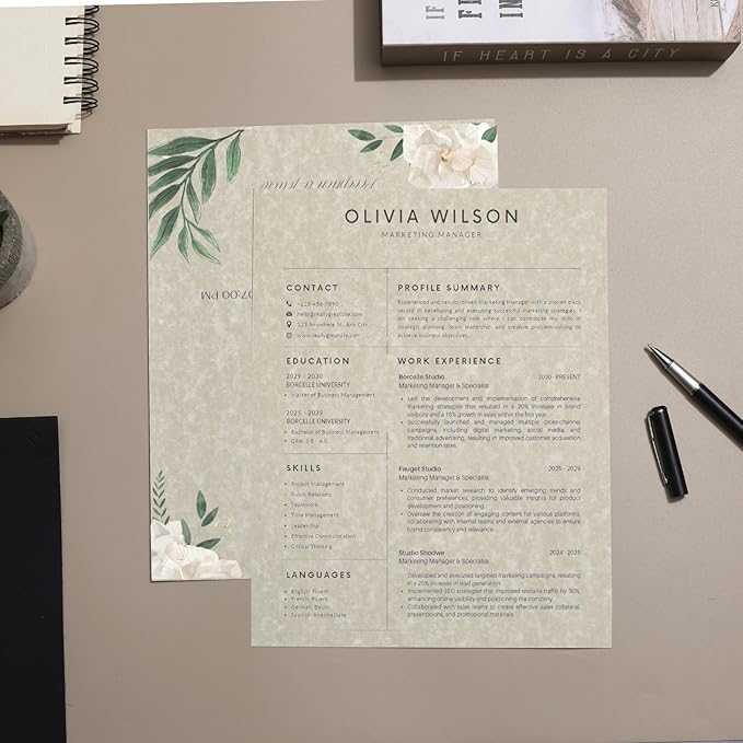 200 Sheets Parchment Resume Paper - 8.5 x11" Double-Sided Certificate Paper - 100 GSM Textured Stationary for Menus,Invitations,Resumes,Diplomas - Printing & Writing Friendly (Ivory)
