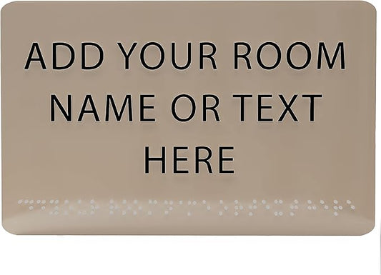 ADA CENTRAL SIGNS - 9" X6" Personalized Custom Sign - ADA Compliant Tactile Graphics Grade 2 Braille Text Acrylic Wall Signs - Add Your Room Name Text Sign for Home School Office Business Workplace