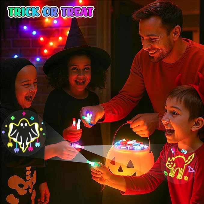 LovesTown 24PCS Halloween Party Favors Flashlights, LED Light up Finger Lights Glow in the Dark Halloween Toys Bulk for Party Decorations Goodie Bags Fillers Classroom Prizes