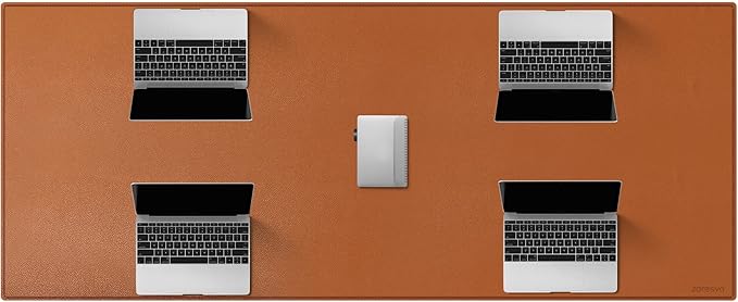 ZORESYN Conference Table Pads (66.9" x 27.6") - PU Leather Extended Large Mousepad Desk Mat - Nonslip Base and Waterproof Desktop Writing Pad Mouse Mat (Light Brown)