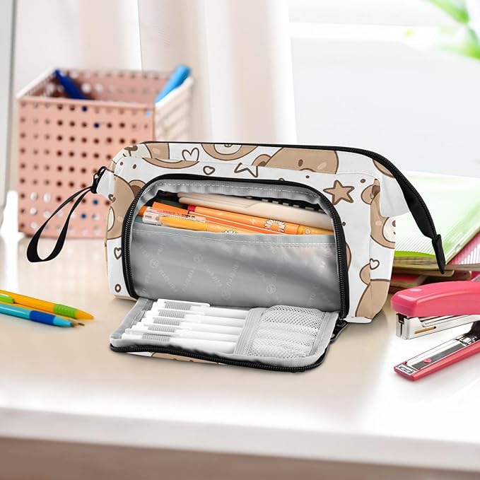Bolaz Big Capacity Pencil Pen Case Pouch Bag School College Office Organizer for Teens Girls Adults Student-Cute Bear