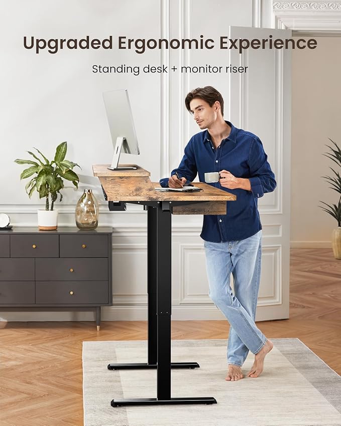 ErGear Electric Standing Desk with 4 Drawers, Height Adjustable Desk with Storage, C-Clamp Mount Compatible, Computer Home Office Table with Cable Management Tray