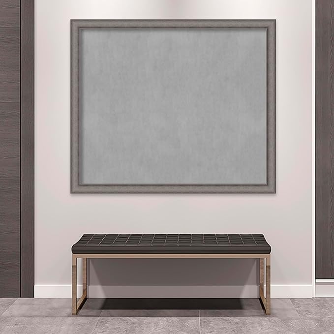 Amanti Art Grey Framed Magnetic Board 44x52 Oversize Vision Board for use with Magnets, 100% Metal Sheet to Display Items as Office Decor or for Home Organization in mudroom, Kitchen or Kids Room