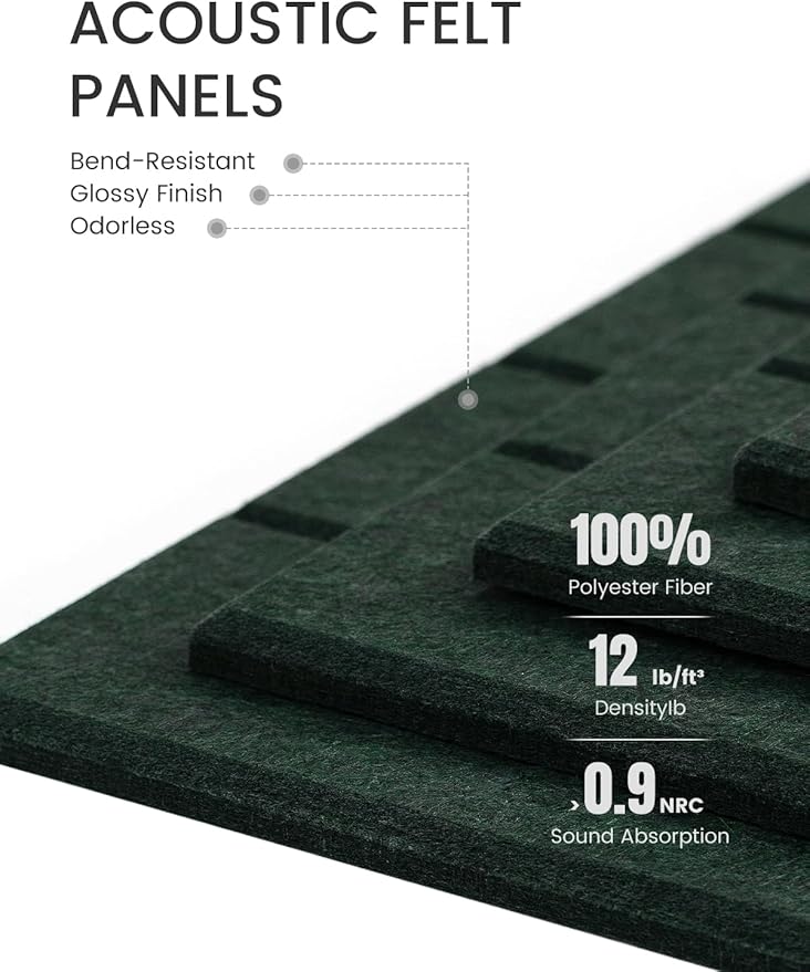 Fluxynara Large Felt Bulletin Board 48" x 36" Cork Board Alternative-12 Pack with 70 Safe Removable Adhesive Tabs, Cork Boards for Walls Cork Board for Home Office Classroom Pin Board- Pine Green