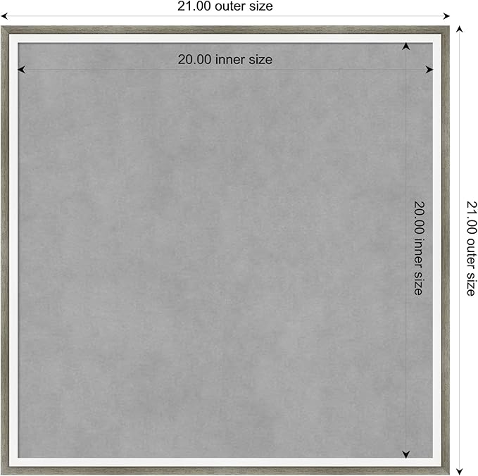 Amanti Art Silver Framed Magnetic Board 21x21 Medium Vision Board for use with Magnets, 100% Metal Sheet to Display Items as Office Decor or for Home Organization in mudroom, Kitchen or Kids Room