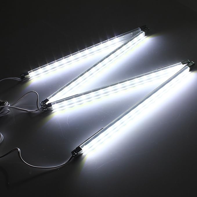 LED Display Lights, (4) Strip Light Bars for Display Case Shelf Showcase Bookshelf Kitchen Workbench, Plug-in Under Cabinet Lighting - (6000K, Cool White)