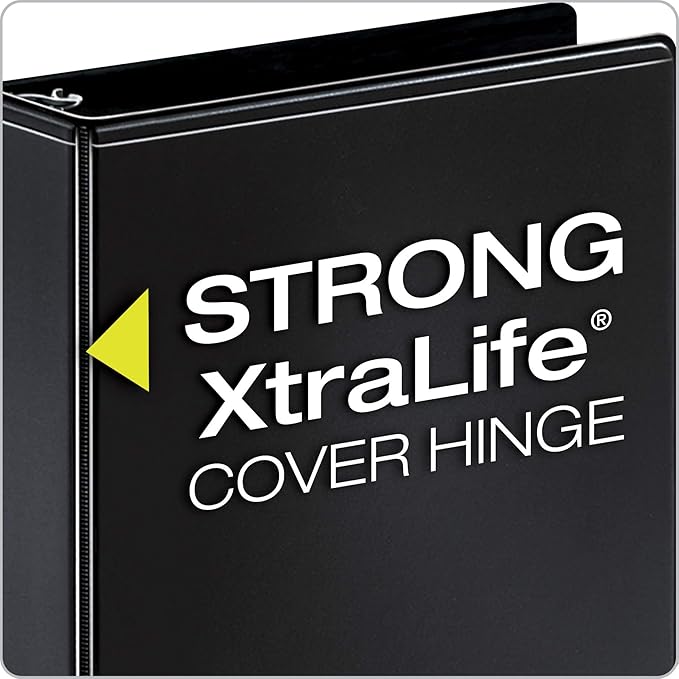 Cardinal Economy 3 Ring Binder, 2 Inch, Presentation View, Black, Holds 475 Sheets, Nonstick, PVC Free, 4 Pack of Binders (79522)