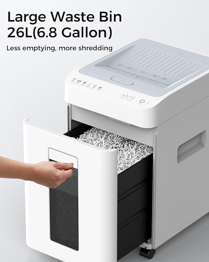 110-Sheet Micro-Cut Paper Shredder Auto Feed Shredders P-4 High Security for Home Office 6.8 Gallon Bin with Casters