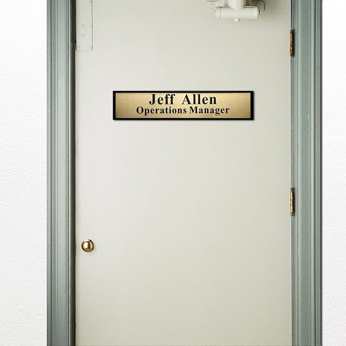 SINKAA Personalized Name Plate for Door or Wall, 2 * 10 inch Custom Office Aluminum Door Name Plates with Two Lines Custom Text, Office Gifts for Coworkers Boss Teacher, Employee Appreciation Gifts