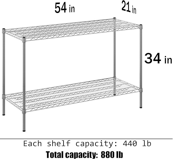 Regal Altair 21" Deep x 54" Wide x 34" Height Wire Shelving Kit | 2-Tier | NSF Commercial Storage Rack Unit